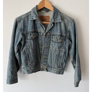 Gap 1969 Denim Trucker Jacket Y2K Light Wash‎ Custom Embroidery Cropped XS Women